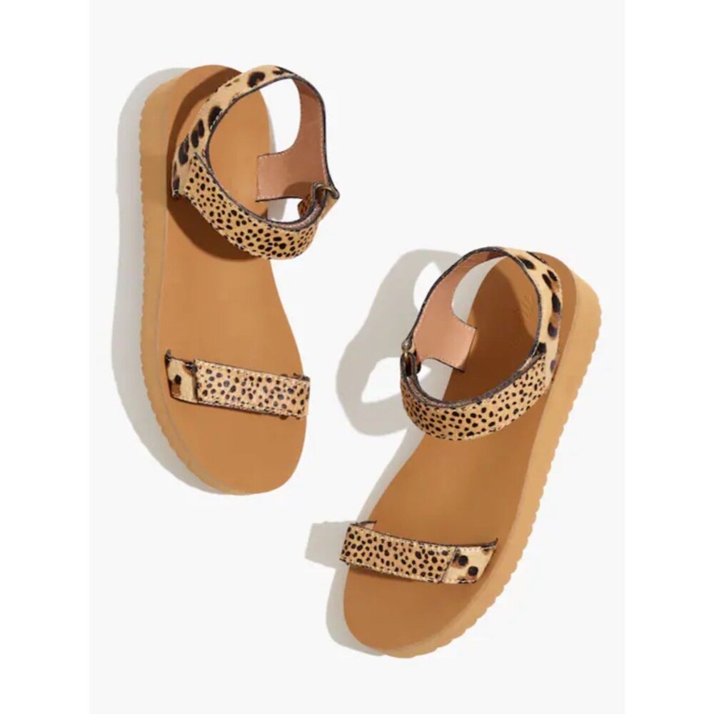 Madewell The Maggie Strappy Sandal in Spot Mix Calf Hair Boho Size 9.5